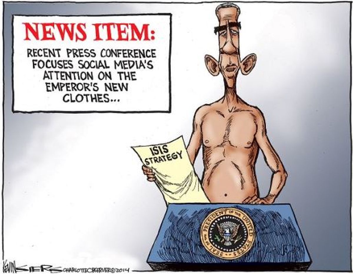 لباس جدید پادشاه بر تن اوباما/کارتون