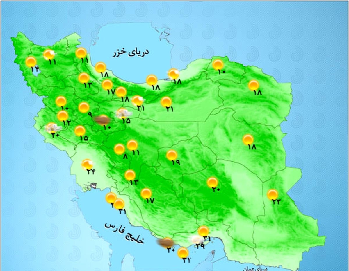 آخر هفته شمال گرم می‌شود +نقشه