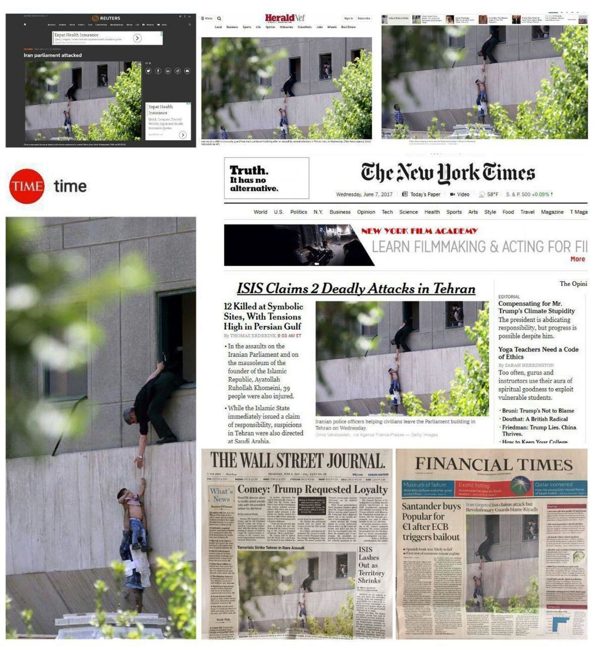 عکسی از حملات تروریستس تهران که جهانی شد