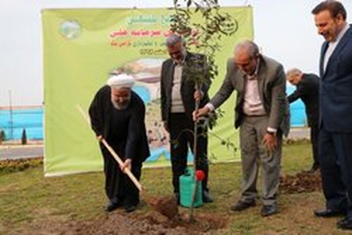 عکس: کاشت درخت توسط رئیس جمهور در رشت