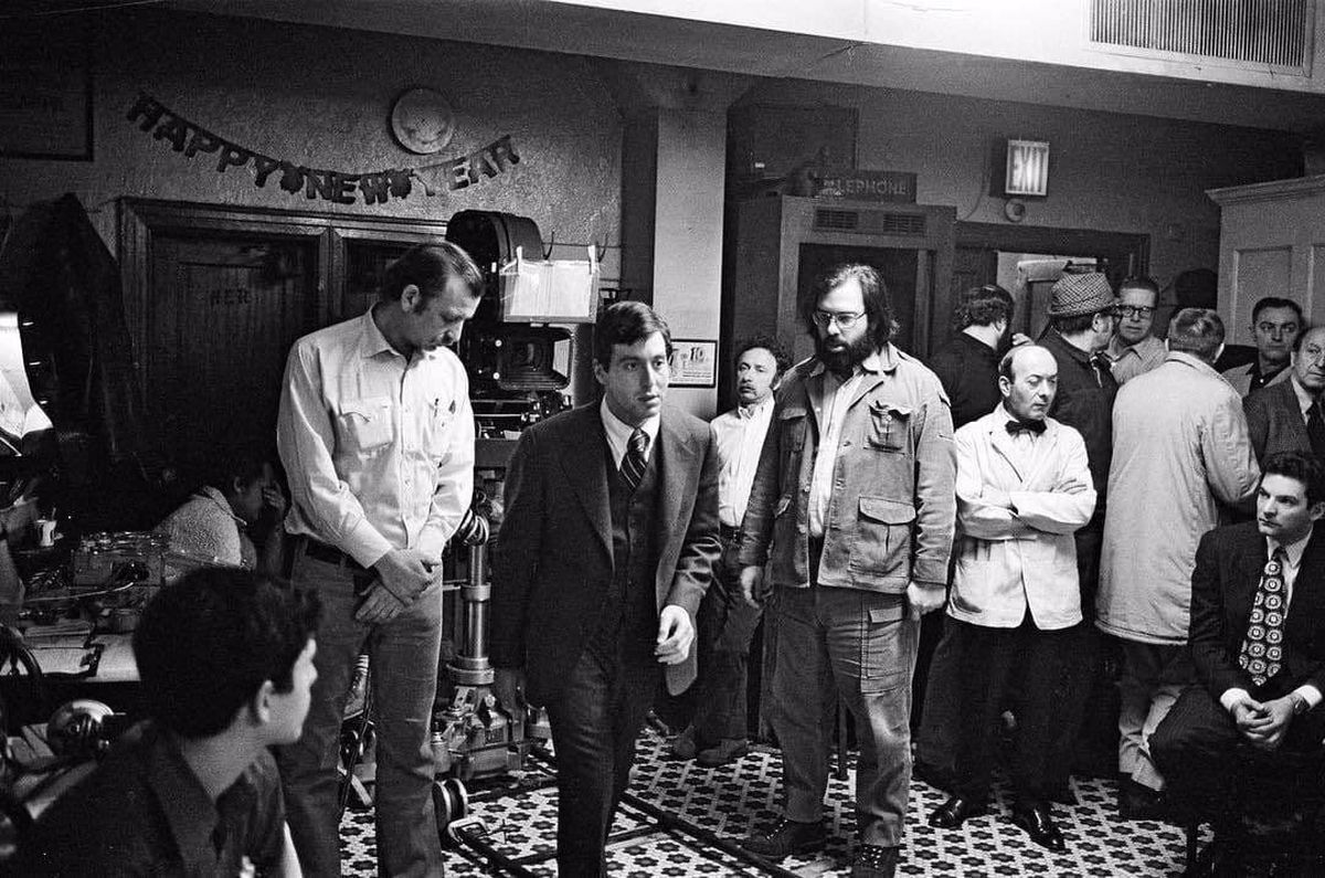 عکسی از پشت صحنه فیلم سینمایی «پدرخوانده»