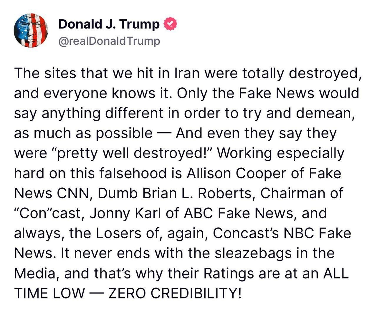 حمله لفظی ترامپ به جمع زیادی از خبرنگاران و رسانه های آمریکائی: چرا باور نمی کنید حمله من به فردو موفق بود؟!