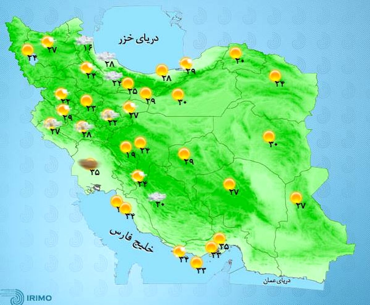 این استانها امروز منتظر بارش های رگباری باشند +جدول