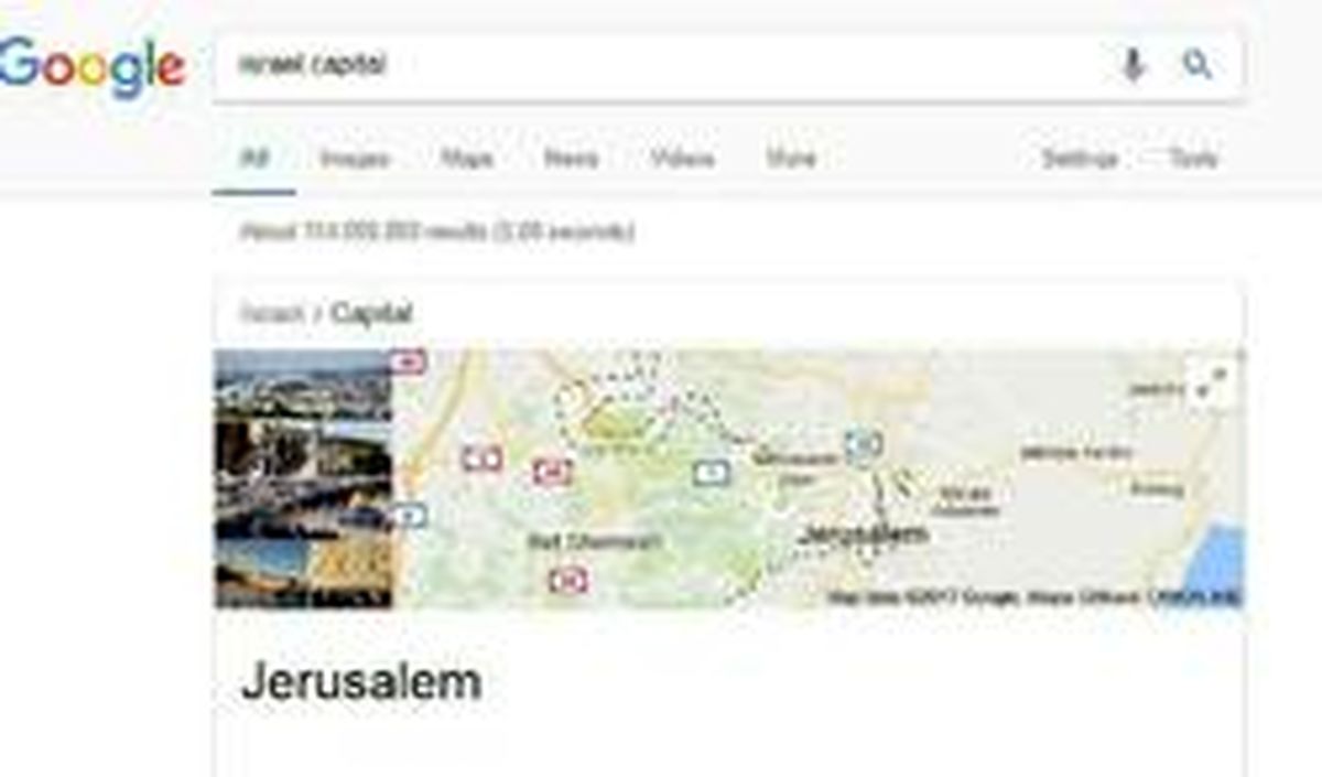 گوگل به پیشواز تصمیم ترامپ علیه قدس رفت +عکس