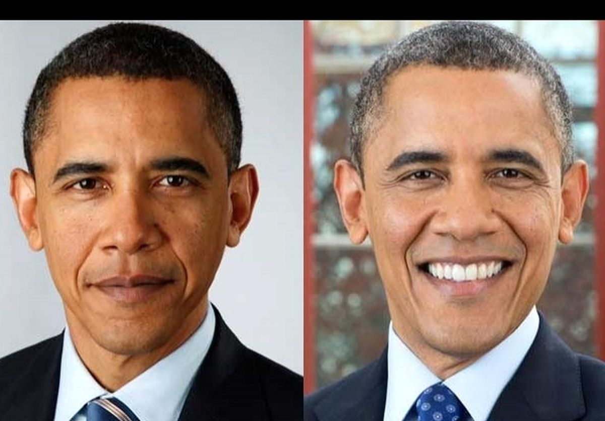 پرتره اوباما چهار سال پیش و اکنون