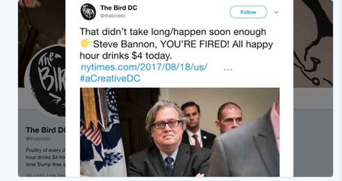 اقدام جالب یک رستوران آمریکایی پس از اخراج «استیو بنن»!