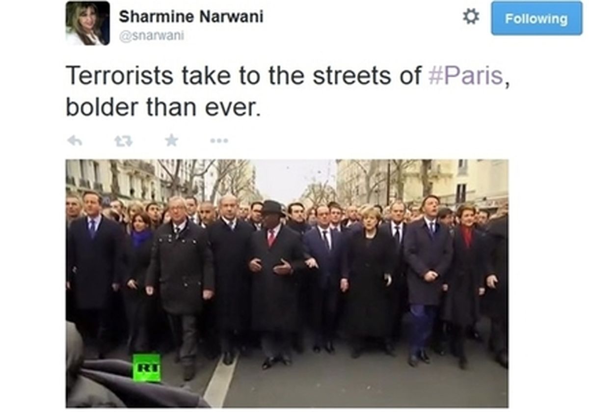 نتانیاهو در صف اول راهپیمایی پاریس/تصاویر