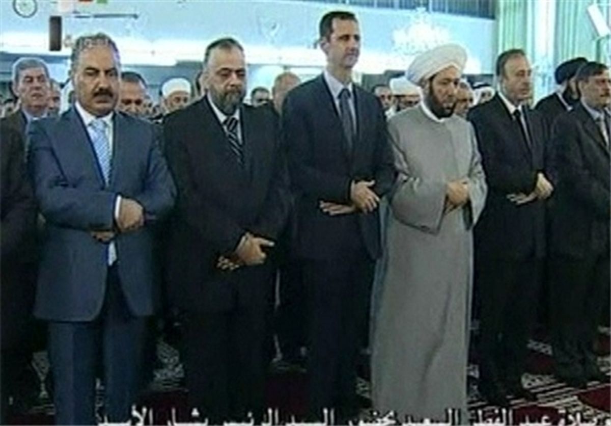 حضور بشاراسد درنماز عیدفطر/ عکس
