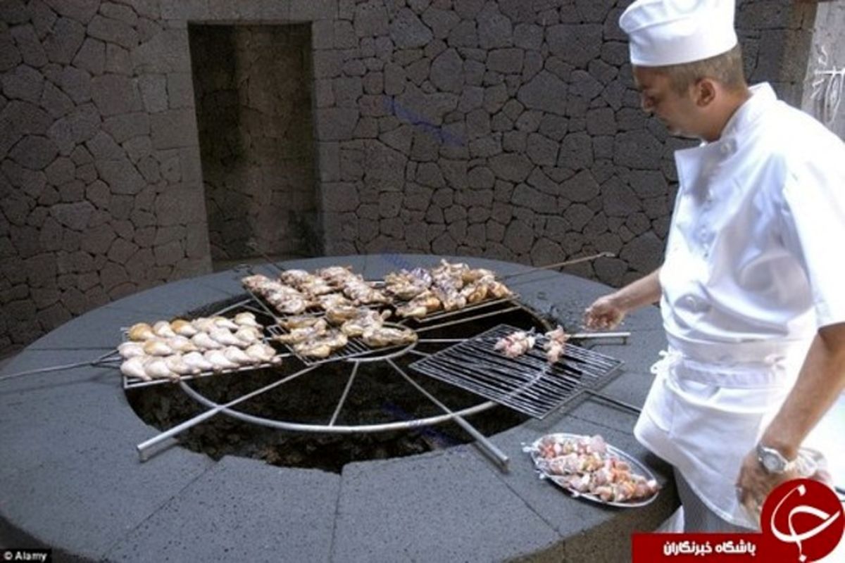 رستورانی که با گرمای آتشفشان غذا می‌پزد +تصاویر