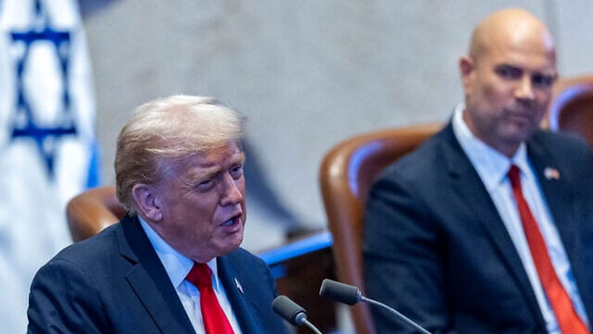 درگیری در حین سخنرانی ترامپ در کنست اسرائیل +فیلم