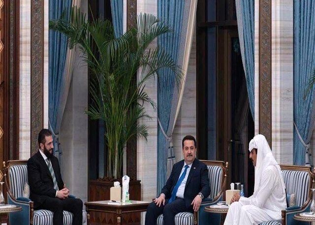 دیدار السودانی و الجولانی روی یک میز در قطر