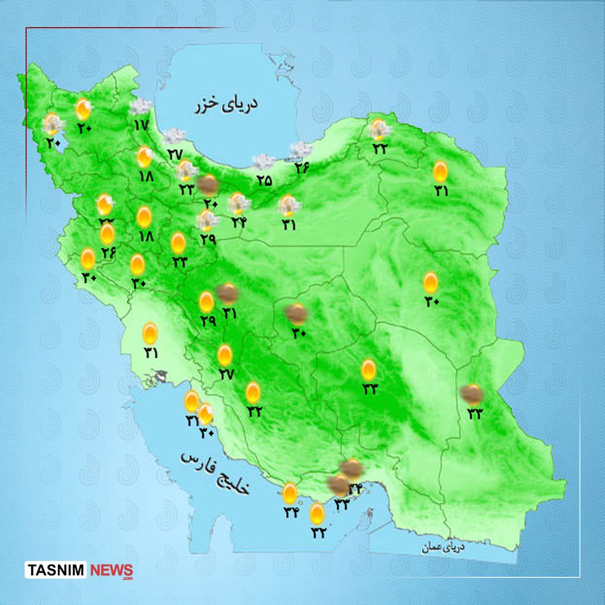 رگبار و وزش باد در شمالغرب و شمال کشور