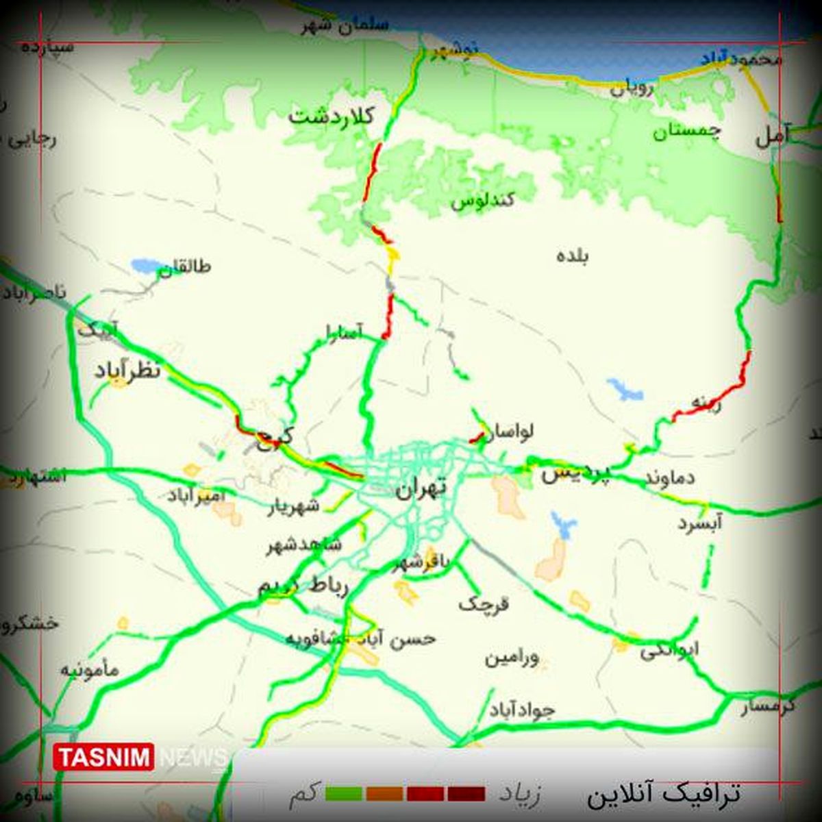 ترافیک سنگین در محورهای مواصلاتی به تهران