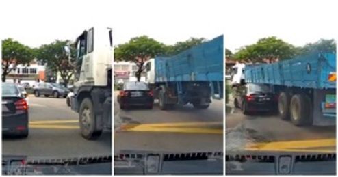 بی‌دقتی محض راننده تریلی حین دور زدن حادثه‌ آفرید! +عکس وفیلم