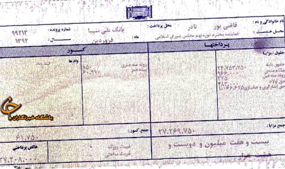 آخرين فيشحقوقي يک نمايندهمجلس/عکس