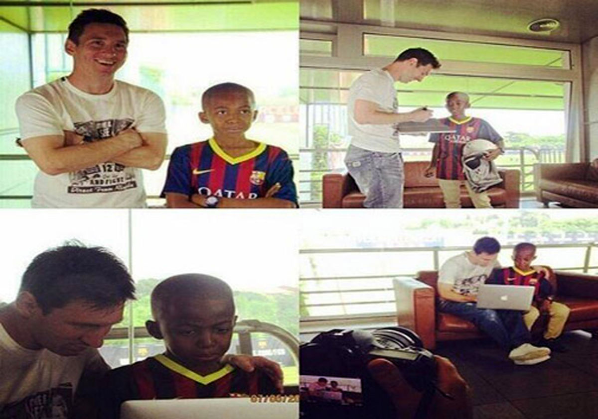 مسی آرزوی کودکی را برآورده کرد/عکس