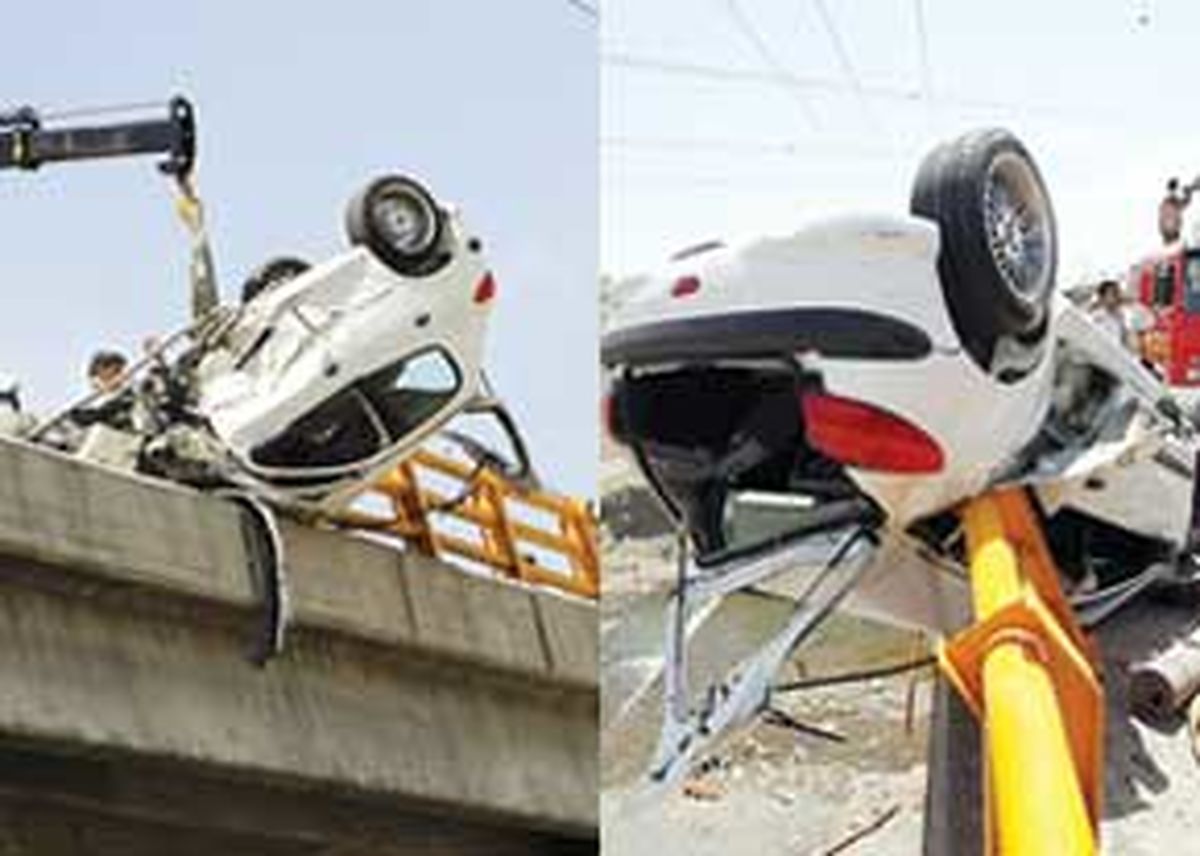 سقوط‌زن ۲۲ساله‌ازپل‌پس‌ازتصادف/عکس