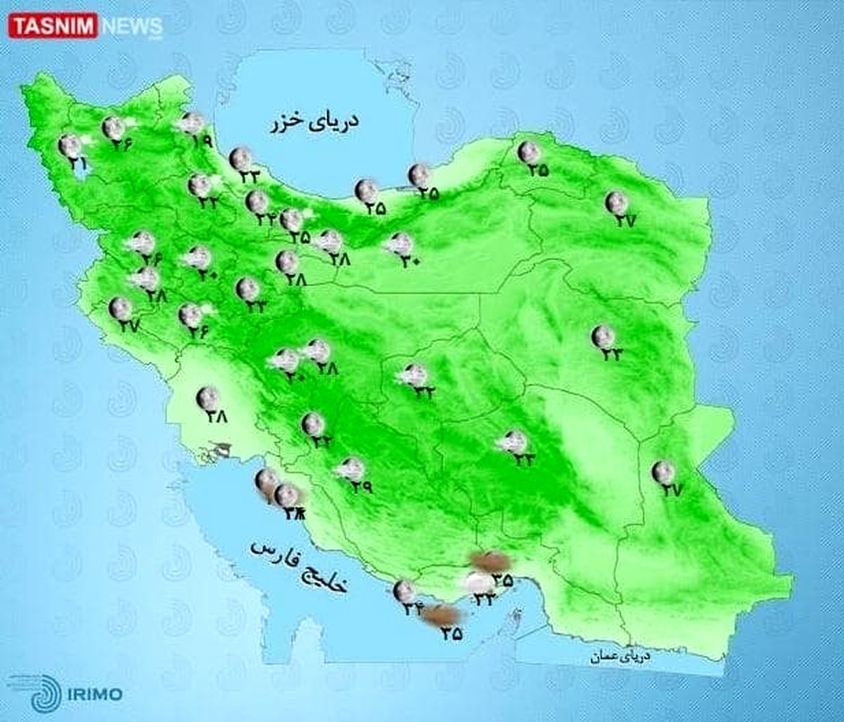 شمالی ها منتظر افزایش دما تا ۸ درجه باشند +نقشه